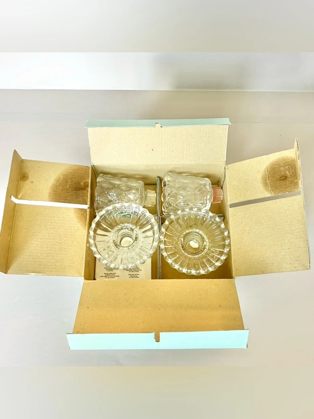 PartyLite Quilted Crystal Pair Votive Candle Holders in Original Box Collectible - Picture 6 of 9